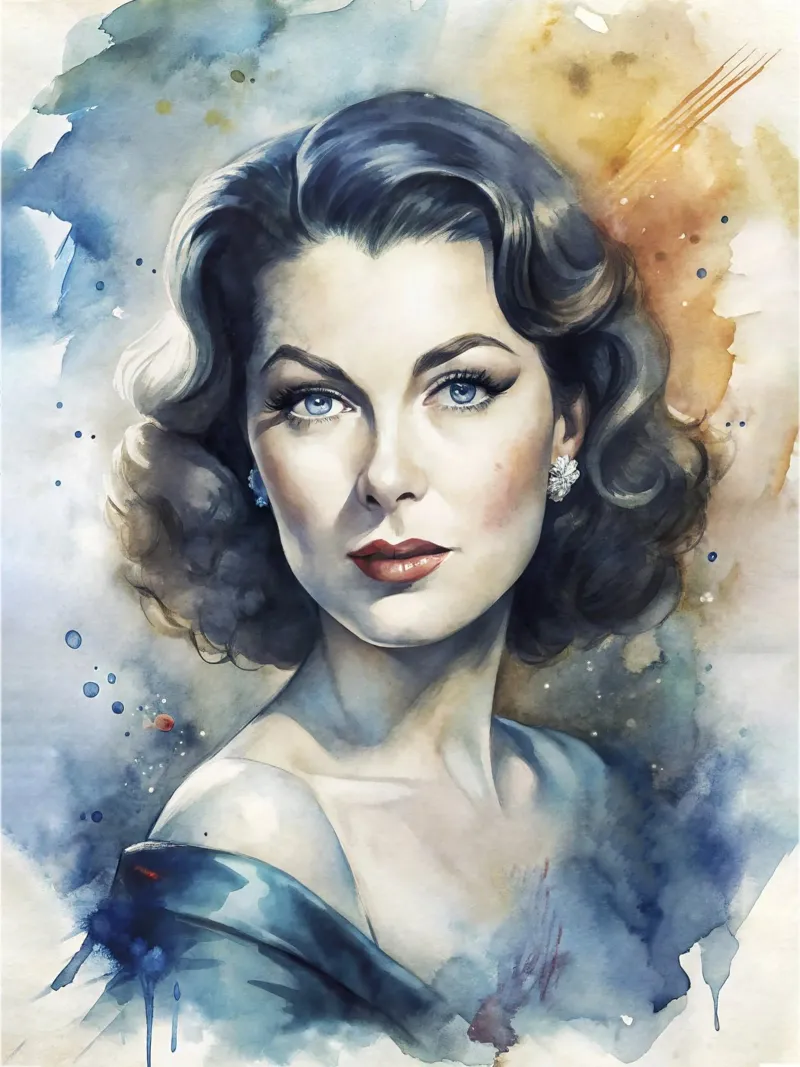 Ava Gardner in acquerello pellicola backlit da ARTVI-SHOP