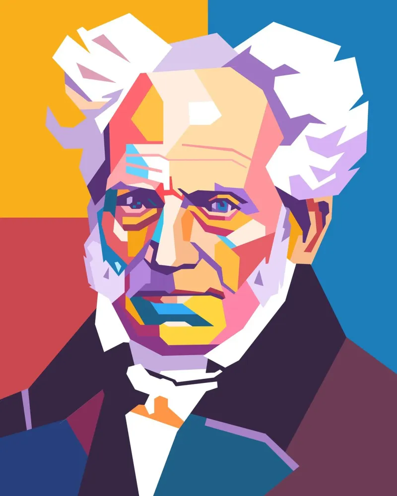Ritratto pop art di Arthur Schopenhauer pellicola backlit da Hantamrata