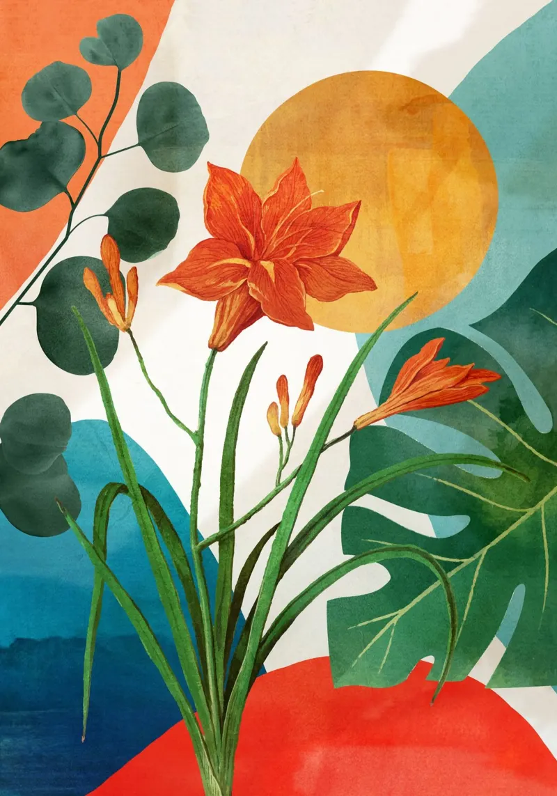Tropical Summer Abstract Art 5 poster da Flow Line