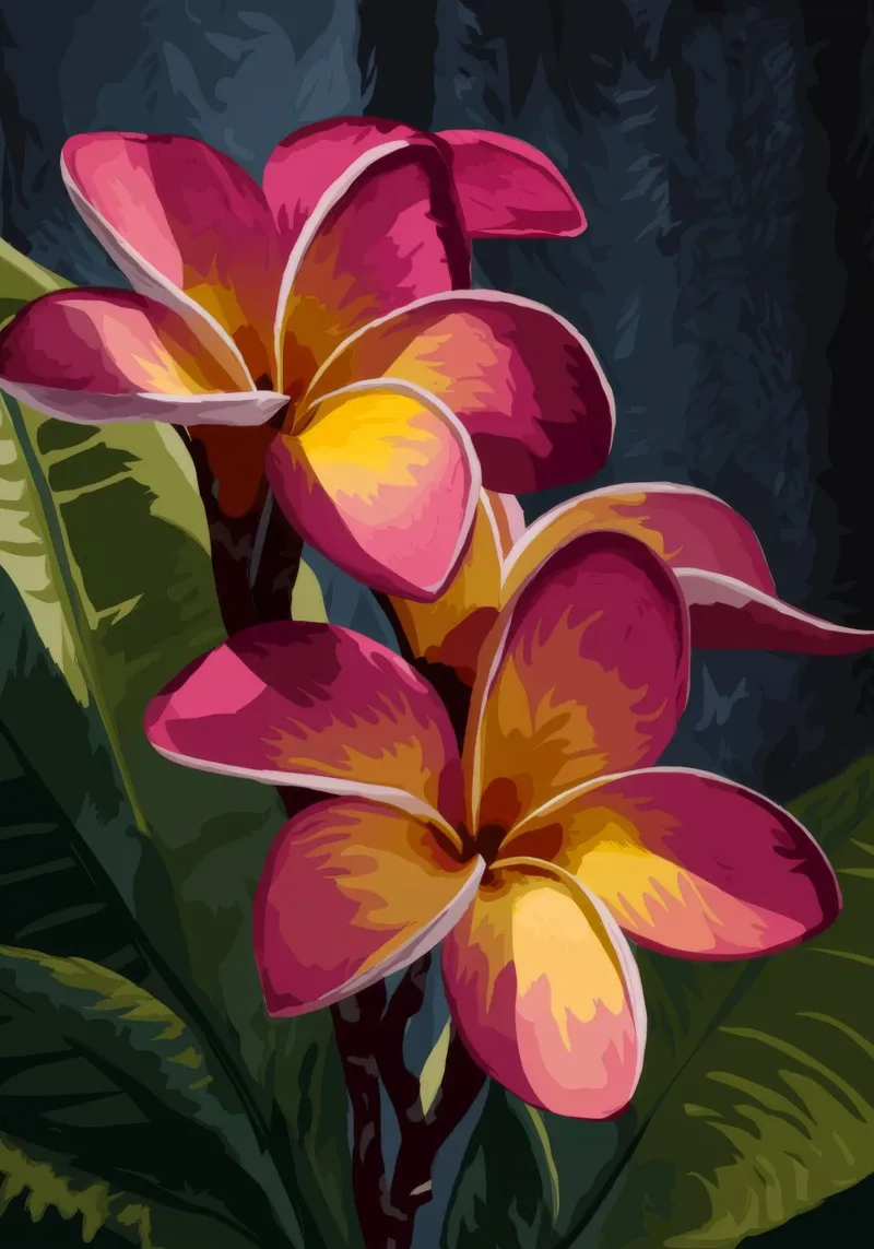 Bagliore di fiori tropicali poster con telaio in alluminio da Veiled Canvas