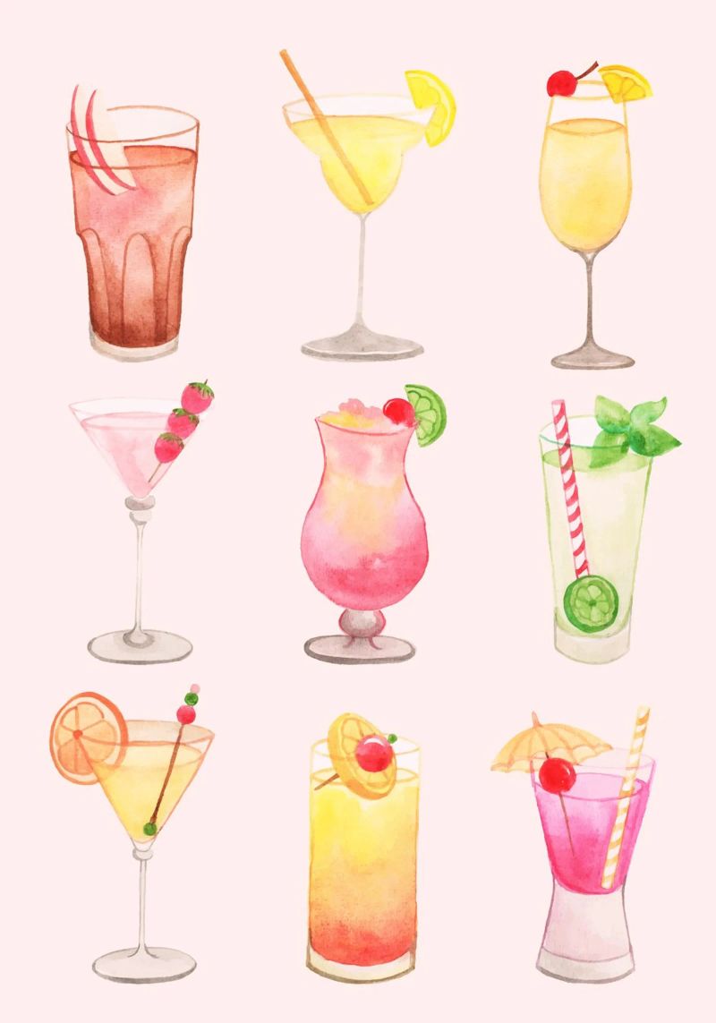 Summer Cocktails Poster von Flow Line