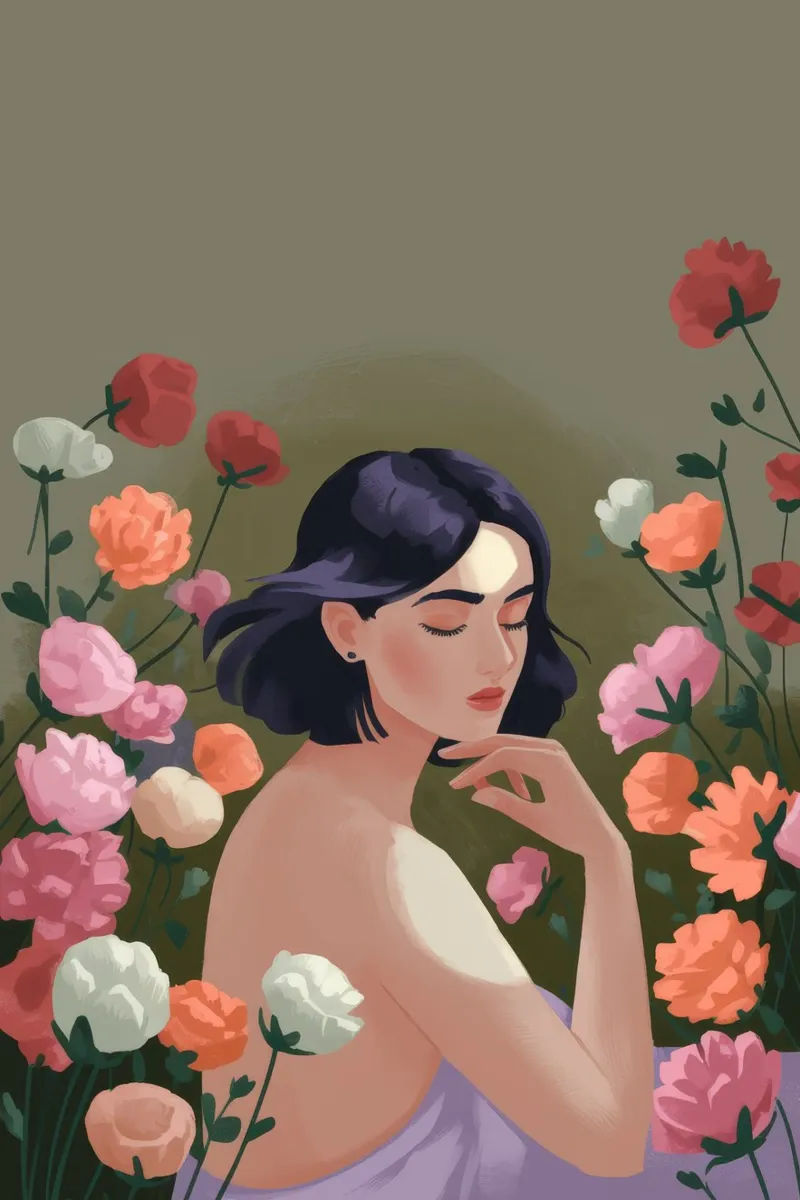 Contemplazione floreale Serenità poster con telaio in alluminio da Veiled Canvas