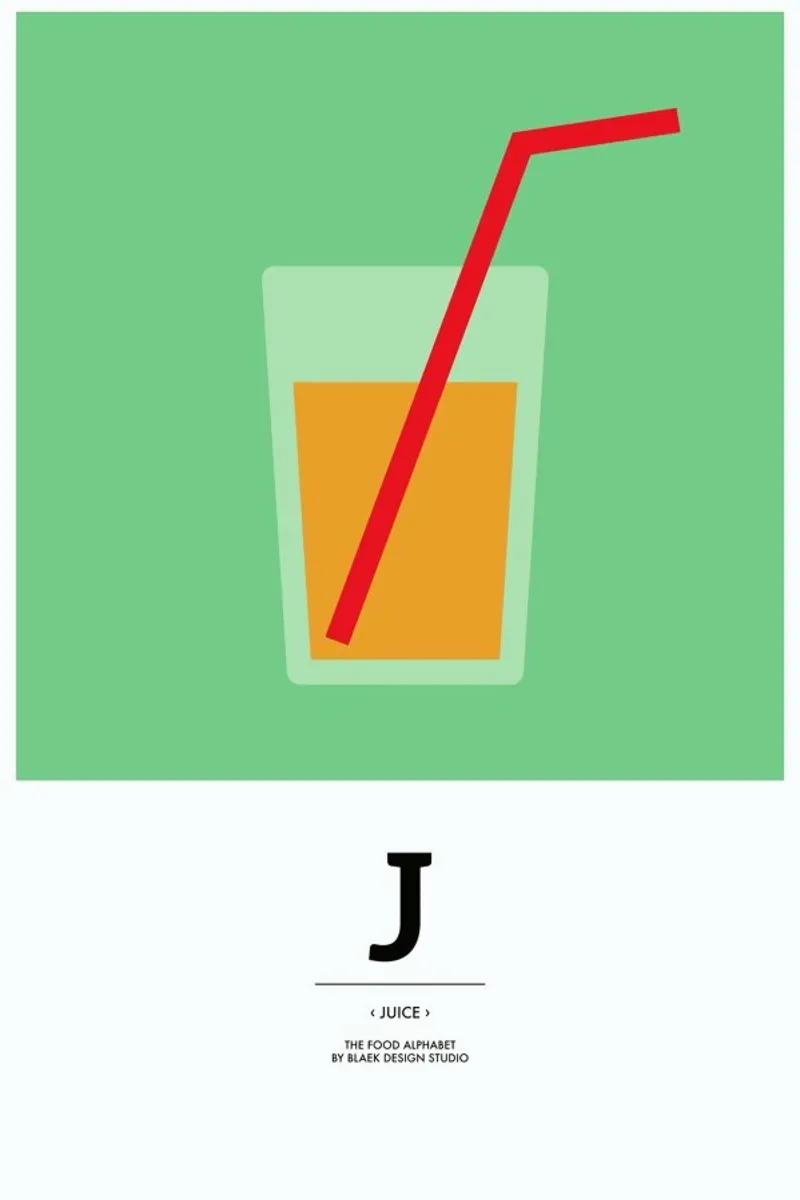 „The Food Alphabet“ - J like Juice pellicola backlit da BLAEK Design Studio