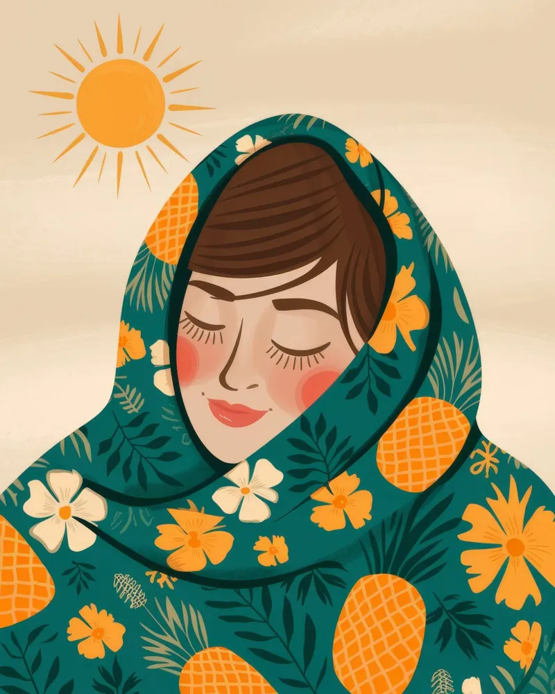 Vibrazioni del paradiso dell'ananas poster con telaio in alluminio da Veiled Canvas