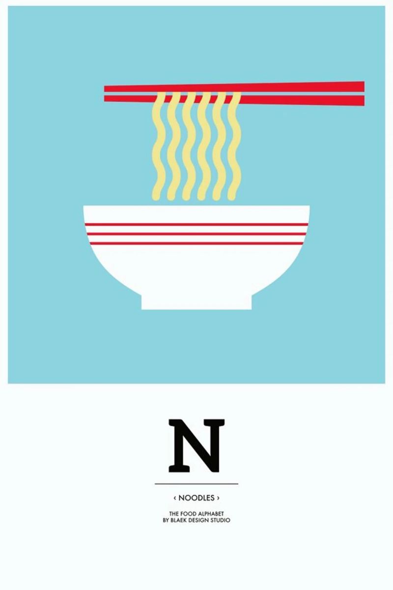 „The Food Alphabet“ - N like Noodles poster by BLAEK Design Studio