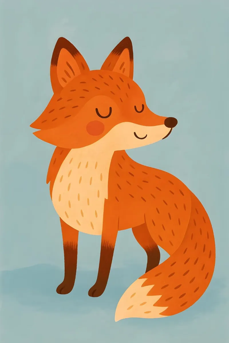 Illustrazione di una volpe stilizzata e carina - Arte murale animale per bambini poster con telaio in plastica da Tiny Tails & Stripes