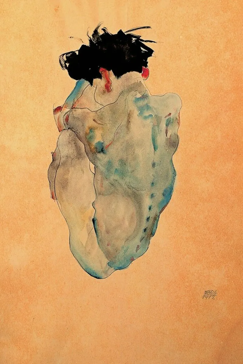 Schiele - Cowering Man (Male Nude) pellicola backlit da ARTOTHEK