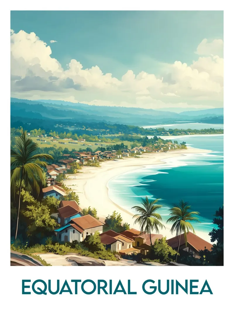 Poster della Guinea Equatoriale tela con Cornice a cassetta da Frame the World