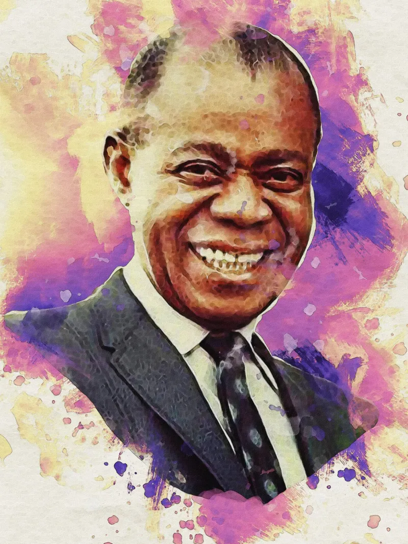 Macchia di ritratto Louis Amstrong poster da Gunawan Rb
