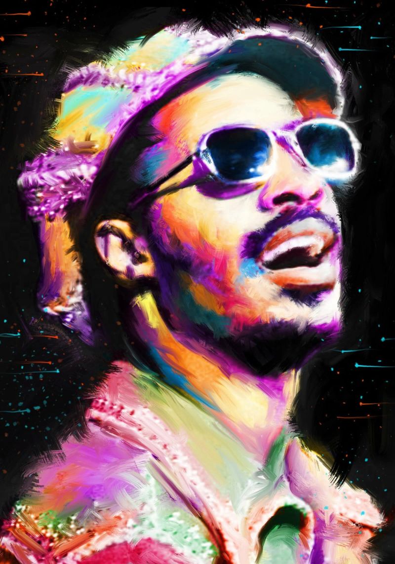 Stevie Wonder colorful pop art portrait poster by Hantamrata