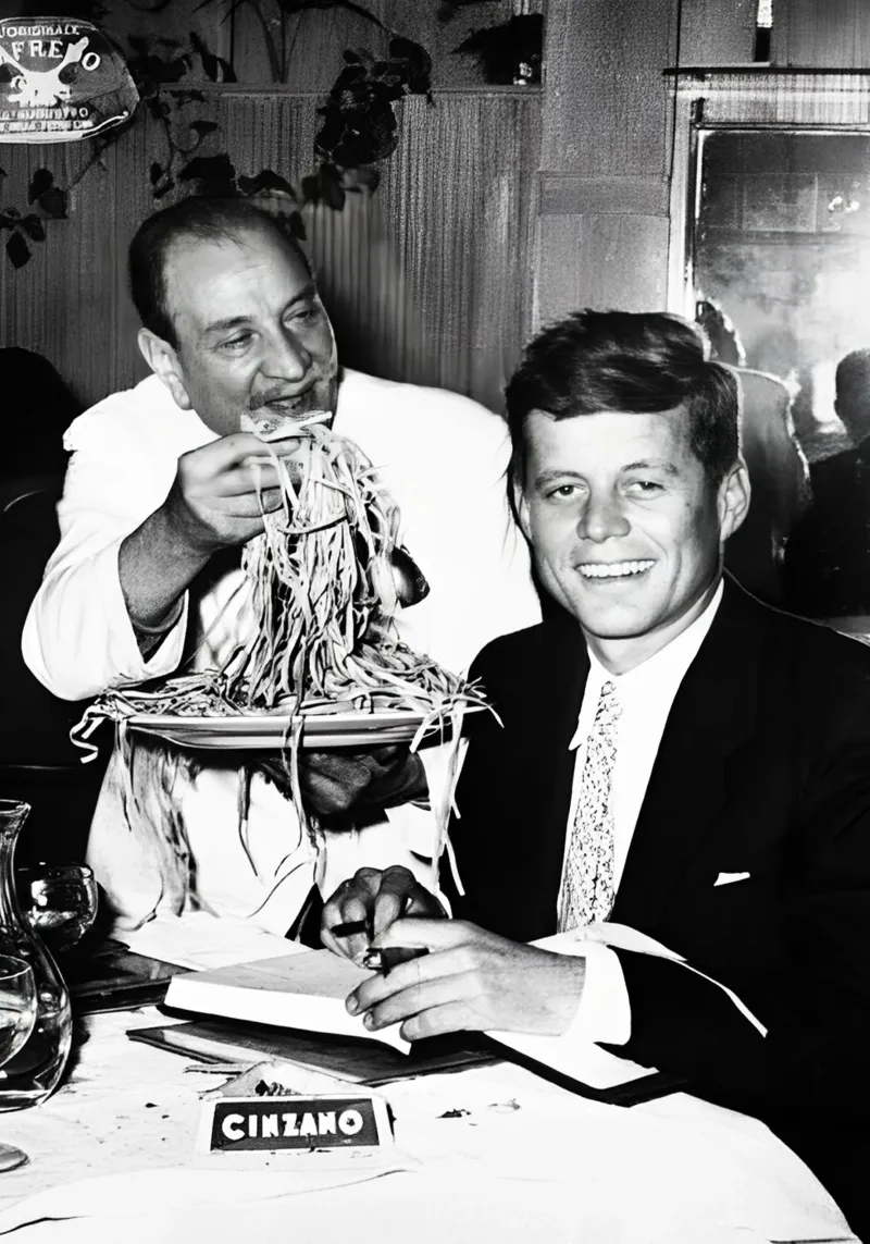 John F Kennedy Eating Spaghetti poster with plastic frame by rangginangs