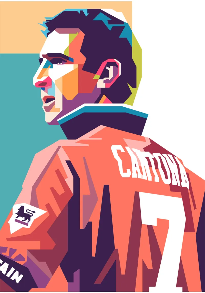 Eric Cantona stile artistico WPAP pellicola backlit da Hantamrata