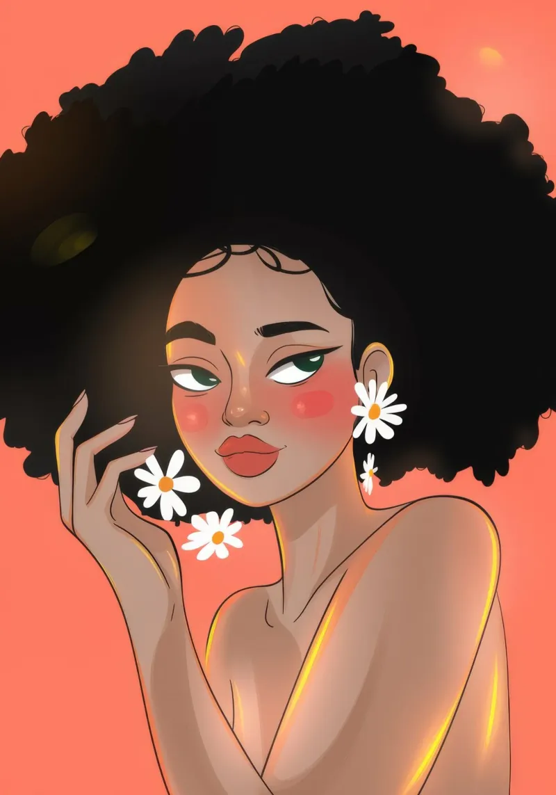 Bellezza afro radiosa poster con telaio in legno da Nebula Verse