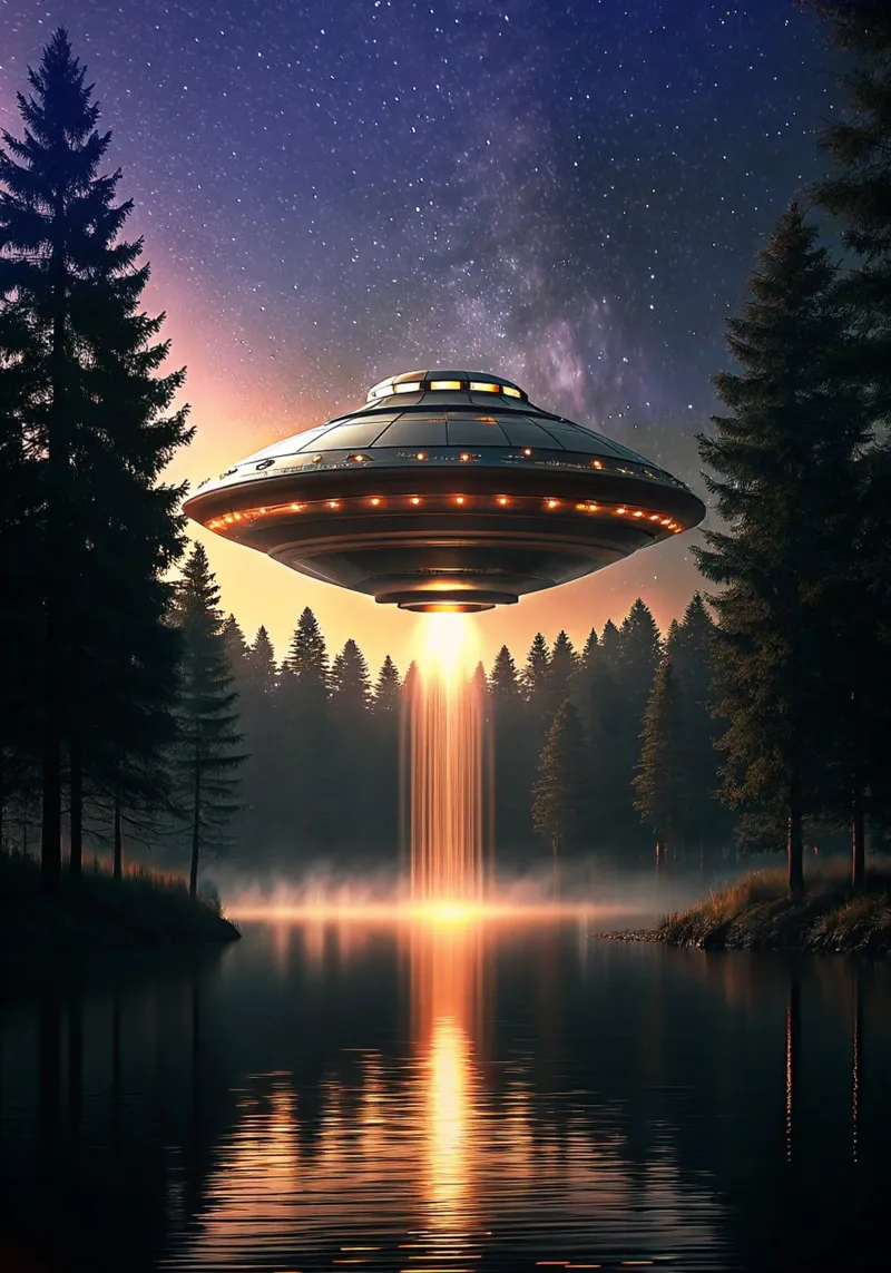 Mysterious UFO on the river Art poster by rangginangs