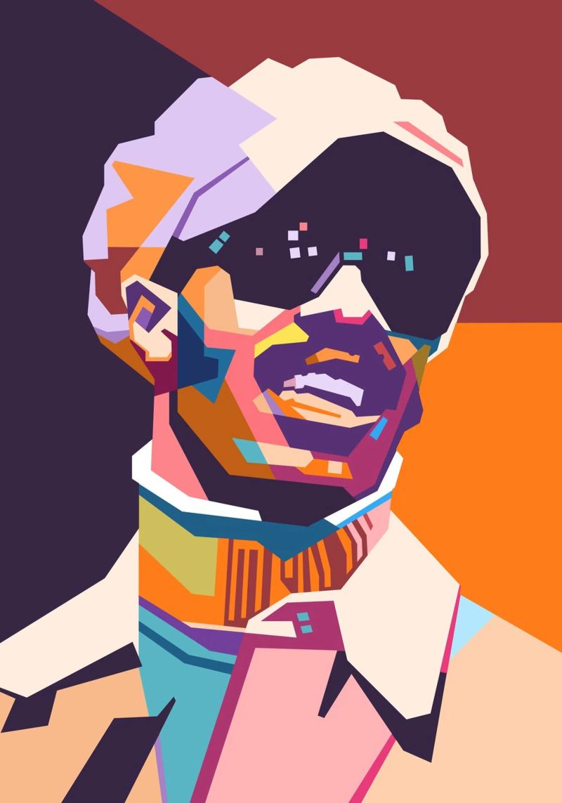 Stile artistico di Stevie Wonder WPAP pellicola backlit da Hantamrata