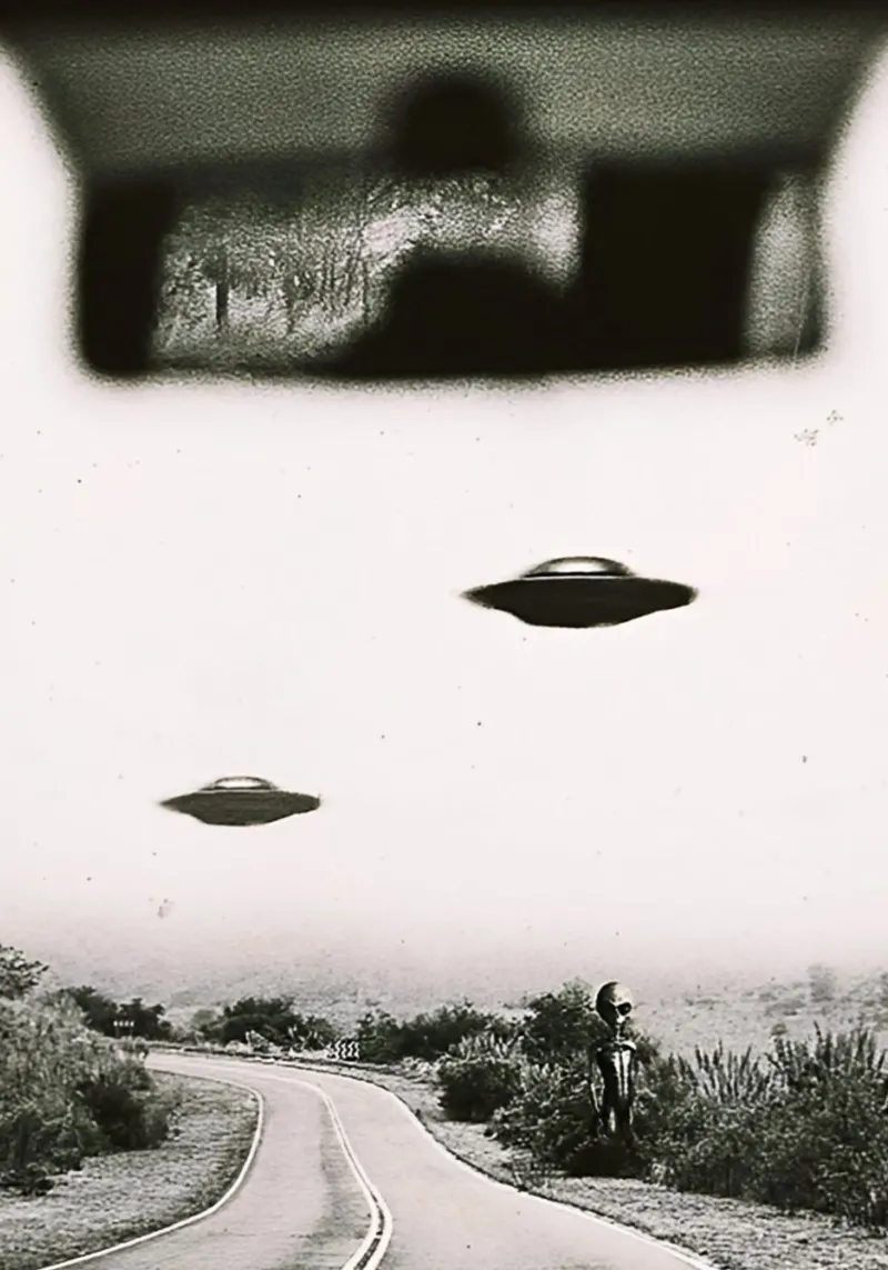 UFO Alieno poster con telaio in alluminio da rangginangs