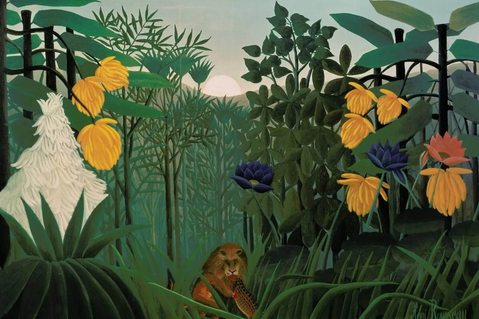 Rousseau - The Repast of the Lion pellicola backlit da ARTOTHEK