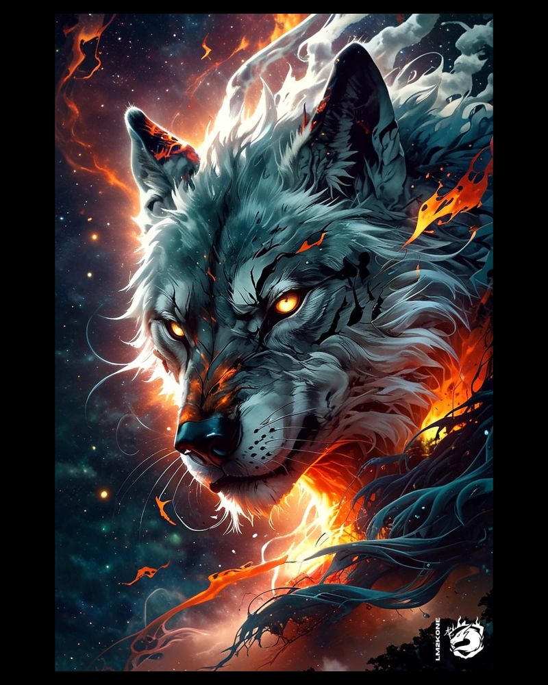 Epische Fantasie Wolf Poster von LM2KONE