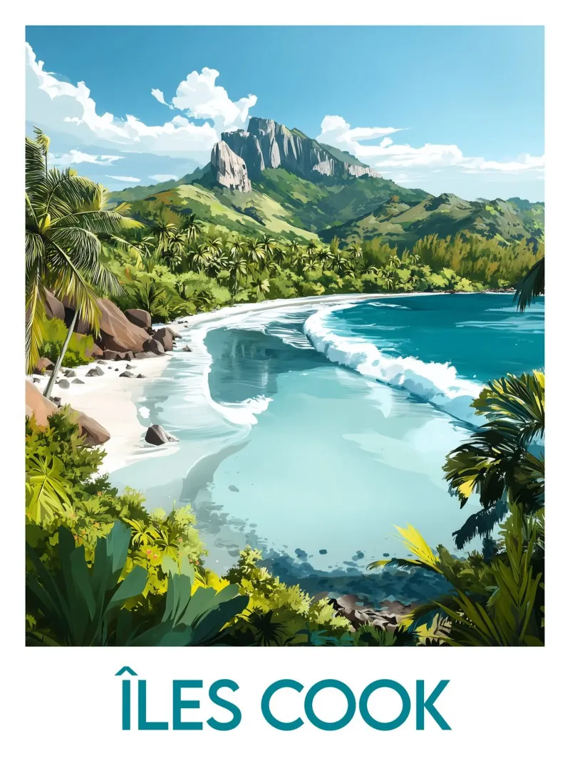 Poster delle Isole Cook poster con telaio in alluminio da Frame the World