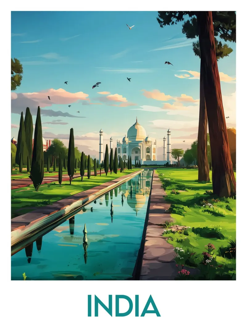 Affiche Inde poster con telaio in legno da Frame the World