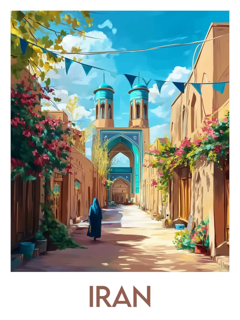 Affiche Iran poster con telaio in legno da Frame the World