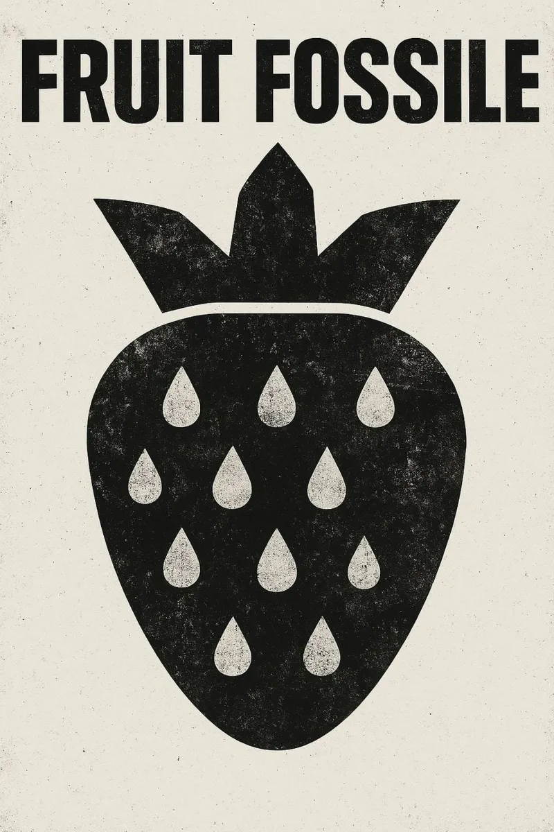 Fruit Fossile – La fraise en mode post-punk poster avec cadre en aluminium de Pop and Fruits - Affiches & posters