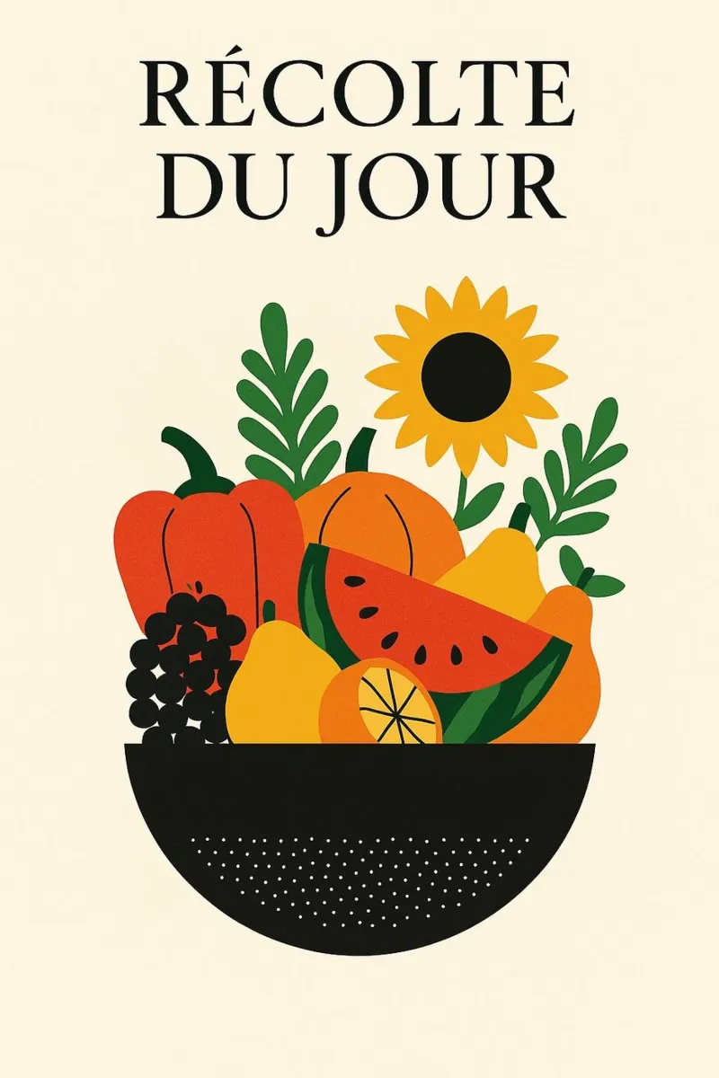 Oogst van de dag - Het grafische feest van het dagelijks leven canvas met Baklijst van Pop and Fruits - Affiches & posters