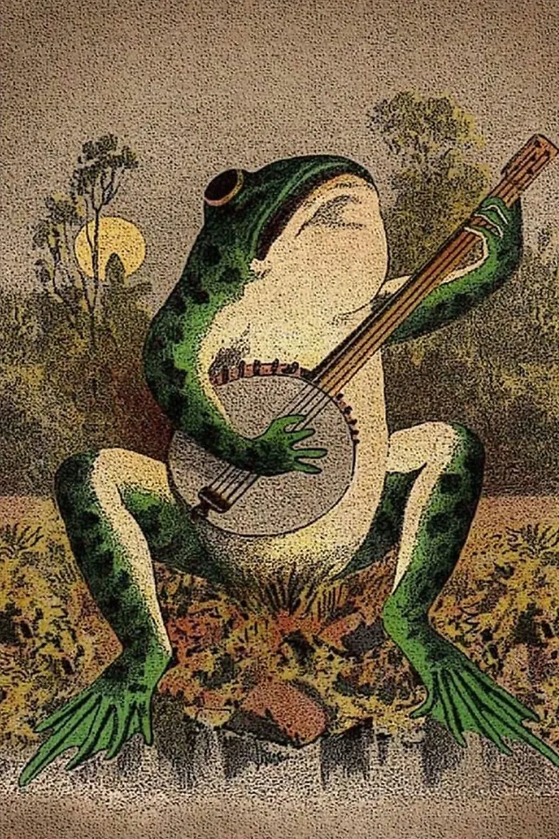 A Frog Playing Banjo in The Moonlight pellicola backlit da avissta