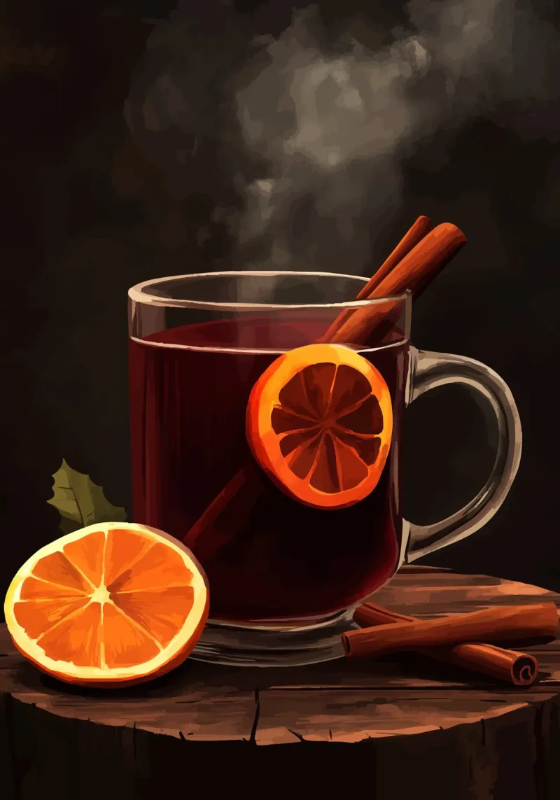 Punch caldo invernale con arancia e cannella carta hahnemühle da pixelbull - medieval art and more