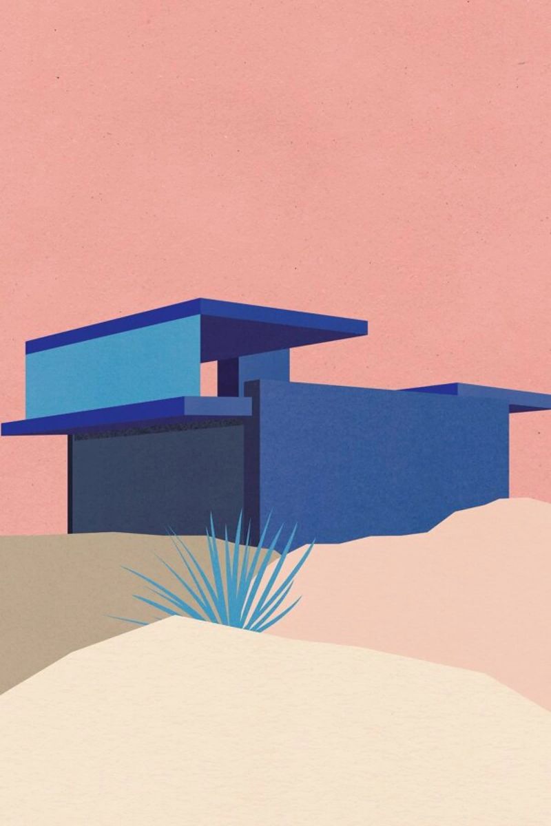 Kaufmann Desert House Blue Rose poster de Rosi Feist