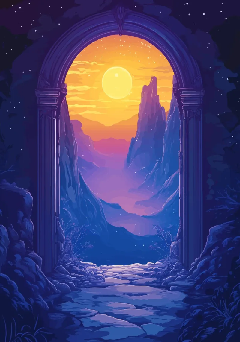 Porta d'accesso a un mondo di sogni luminosi pellicola backlit da pixelbull - medieval art and more