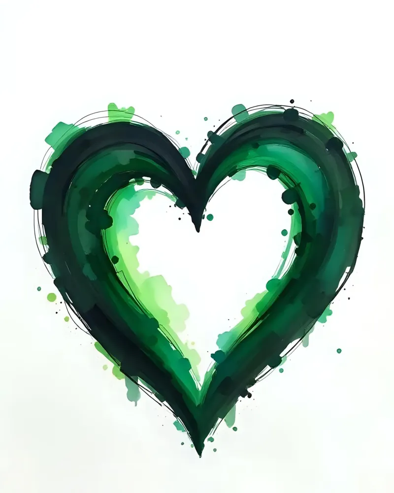 cuore_verde_nero_2 carta hahnemühle da Pink- und LoveArt by LK