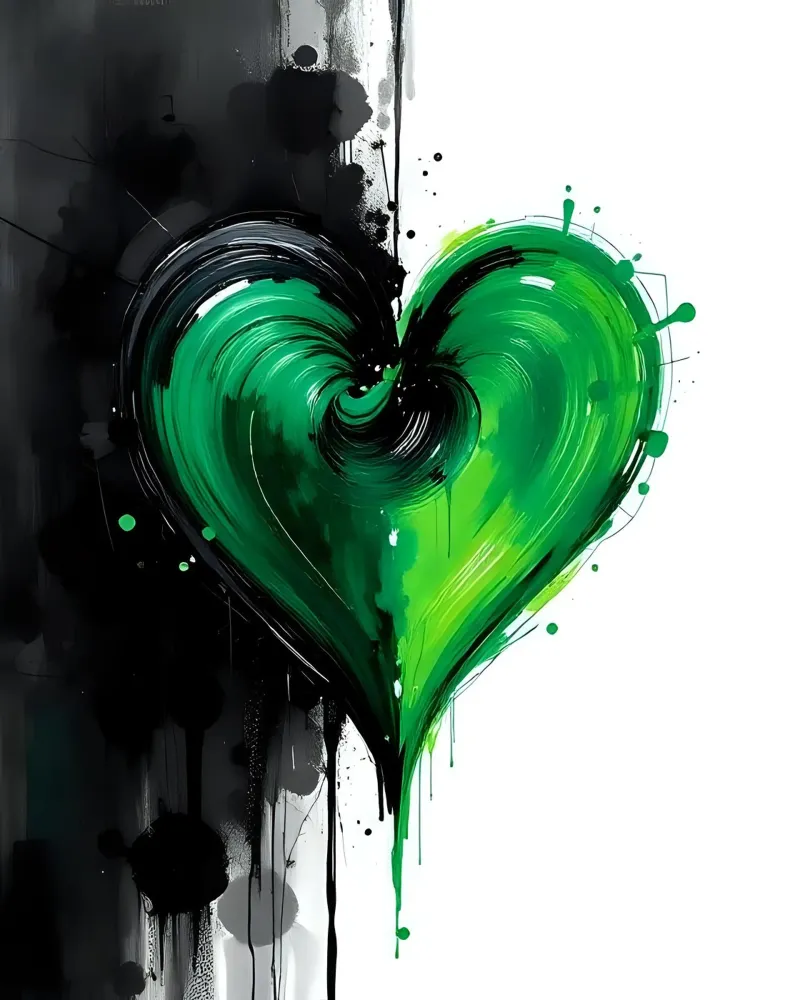 cuore_verde_nero_3 carta hahnemühle da Pink- und LoveArt by LK
