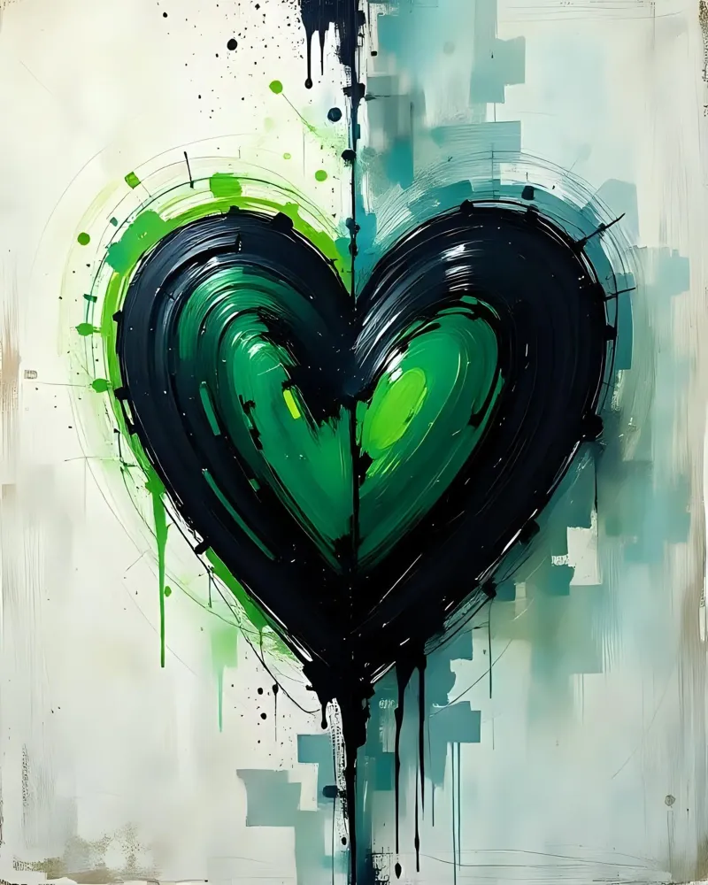 cuore_verde_nero_4 carta hahnemühle da Pink- und LoveArt by LK