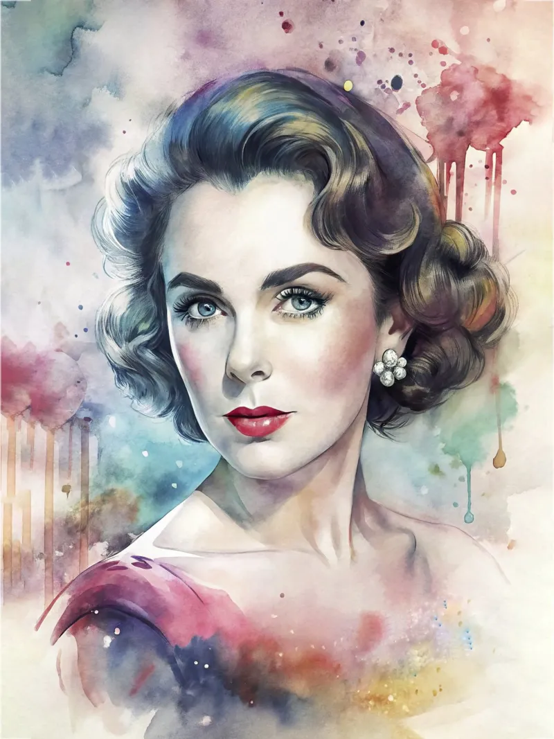 Elizabeth Taylor in acquerello pellicola backlit da 🎁 ARTVI-SHOP