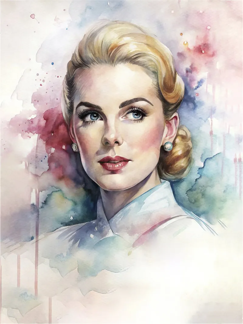 Grace Kelly in acquerello pellicola backlit da ARTVI-SHOP