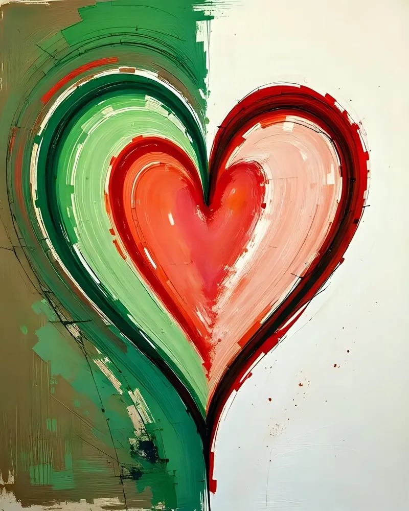 cuore_verde_rosso_2 carta hahnemühle da Pink- und LoveArt by LK