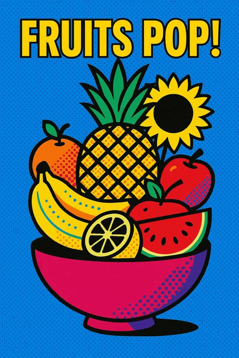 Frutti Pop! poster con telaio in alluminio da Pop and Fruits - Affiches & posters