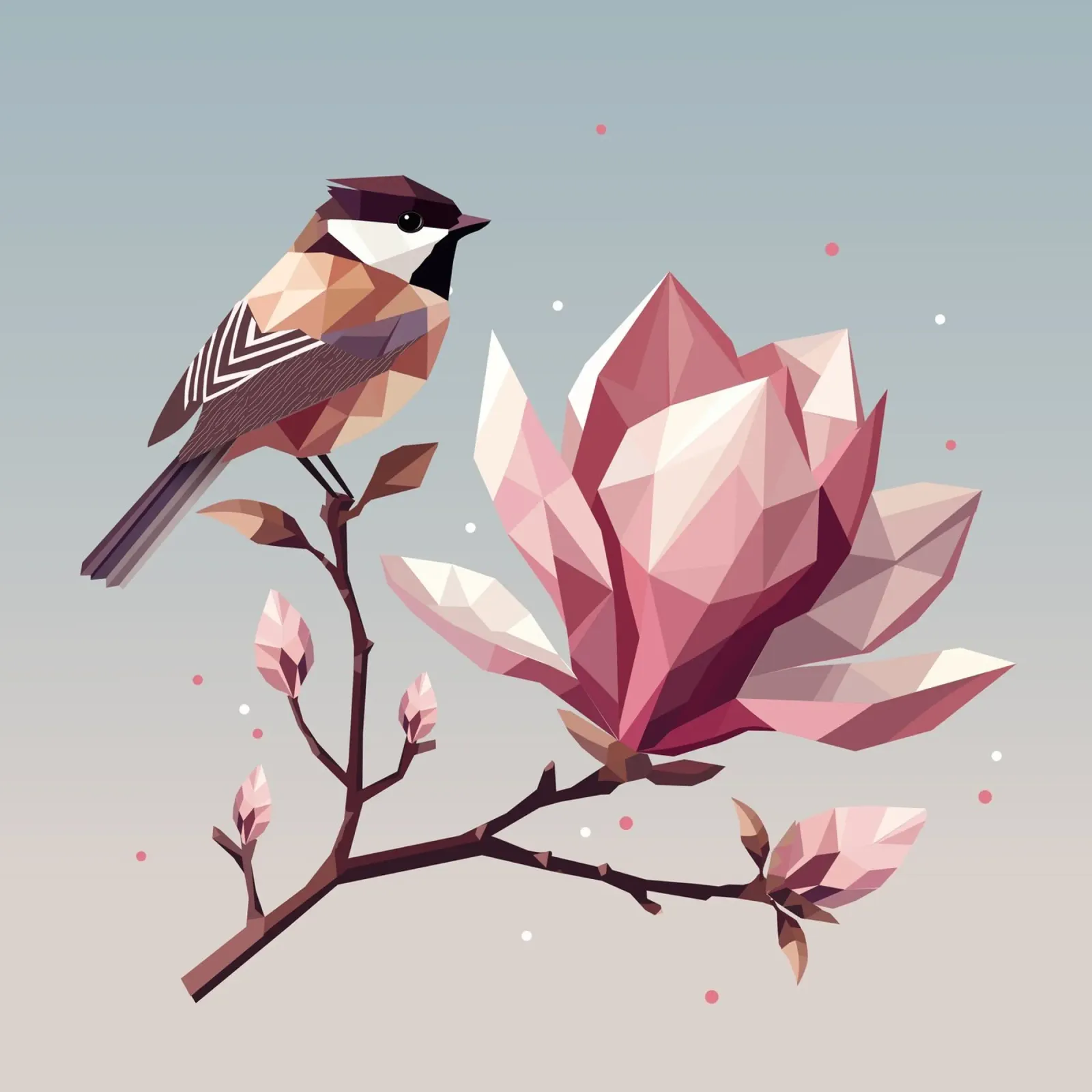 Uccello su ramo di magnolia - Composizione armoniosa pellicola backlit da namosh