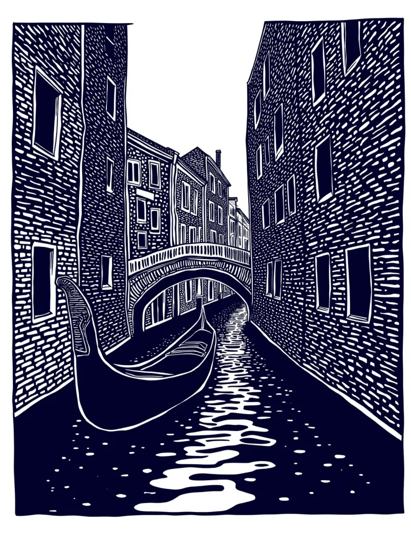 Silent Venice tela con Cornice a cassetta da Indigo Rain