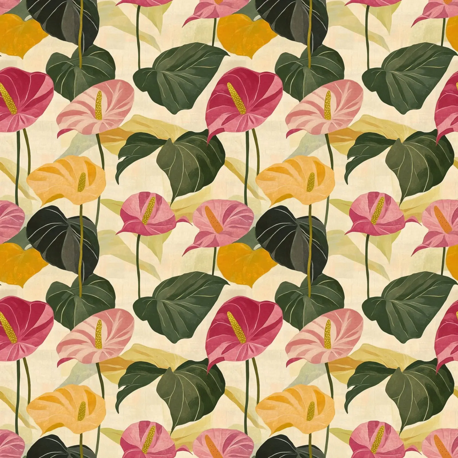 Pink and Yellow Anthuriums pellicola backlit da Sunflower Soul Studio
