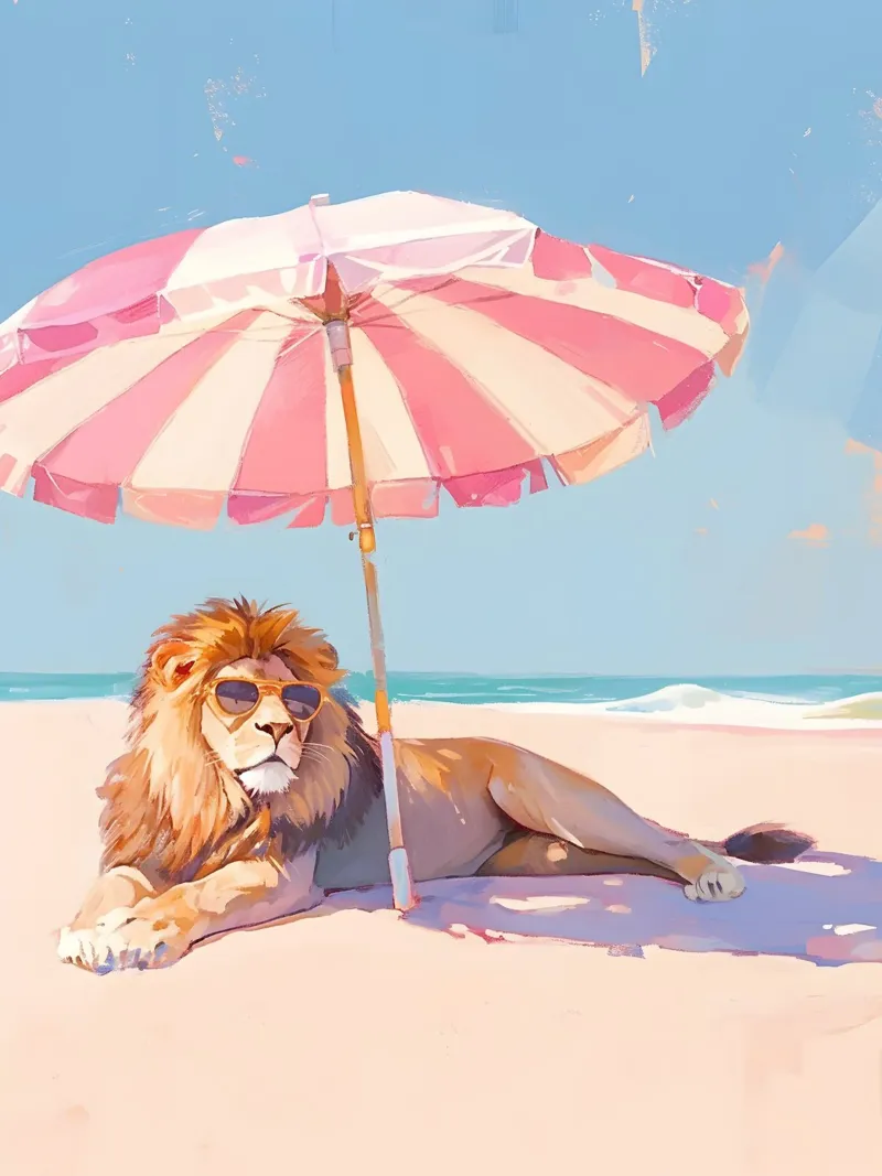 Lion on the Beach pellicola backlit da Gypsy Galleria