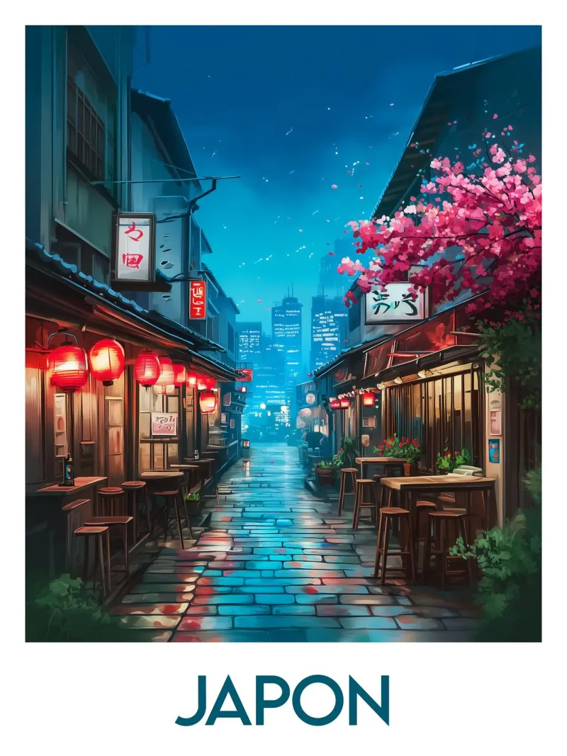 Poster Giappone poster con telaio in legno da Frame the World