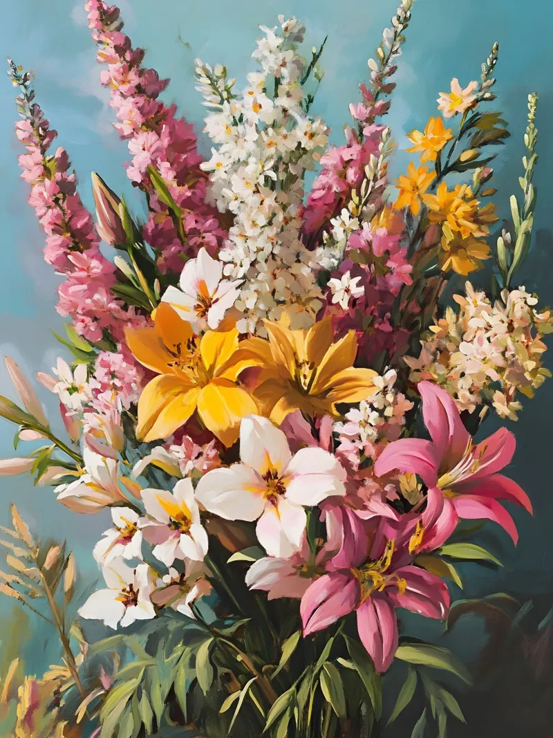 Maximalist Painted Flowers poster con telaio in legno da Gypsy Galleria