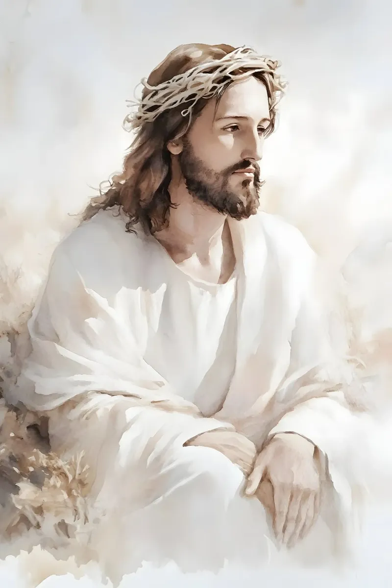 Jesus thoughtful canvas by LisaArtes