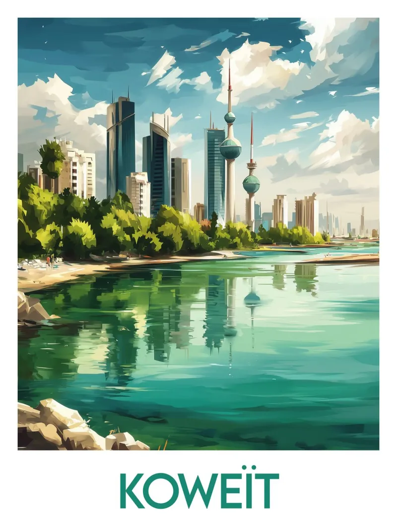 Manifesto del Kuwait poster con telaio in legno da Frame the World