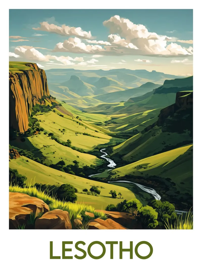 Poster del Lesotho poster con telaio in legno da Frame the World