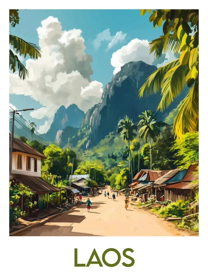 Affiche Laos tela con Cornice a cassetta da Frame the World