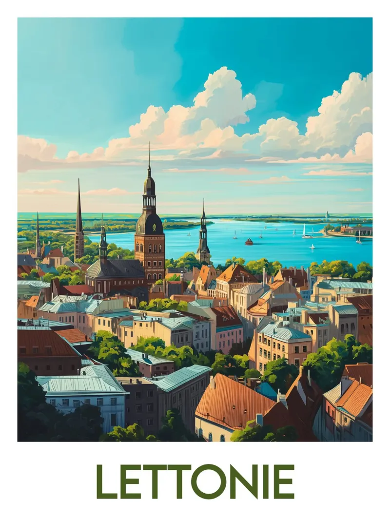 Affiche Lettonie poster con telaio in legno da Frame the World
