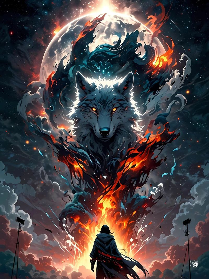 Epischer Dunkler Wolf Poster von LM2KONE